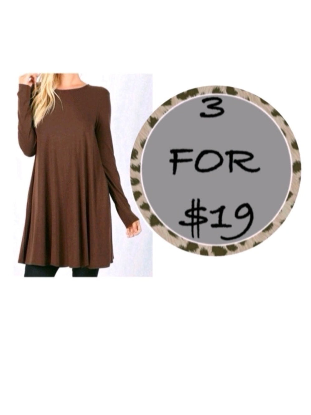 3/$19 Wishlist oversized long sleeve swing tunic top blouse dress